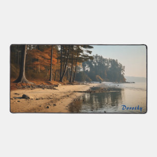 Personalised Sandy Beach with Trees Desk Mat