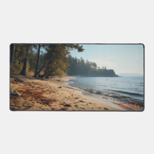 Personalised Sandy Beach with Trees Desk Mat