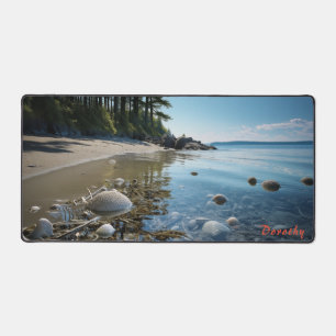 Personalised Sandy Beach with Trees Desk Mat