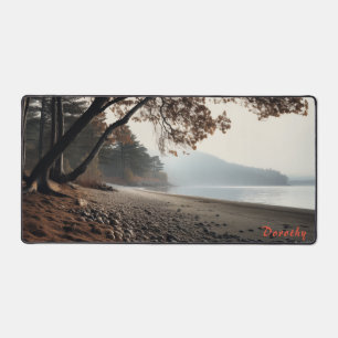 Personalised Sandy Beach with Trees Desk Mat
