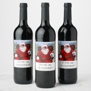 Personalised Santa Add your photo Gift Tags Wine Label