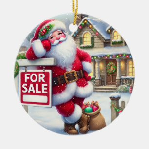 Personalised Santa as a Real Estate Agent Ceramic Ornament