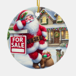 Personalised Santa as a Real Estate Agent Ceramic Ornament