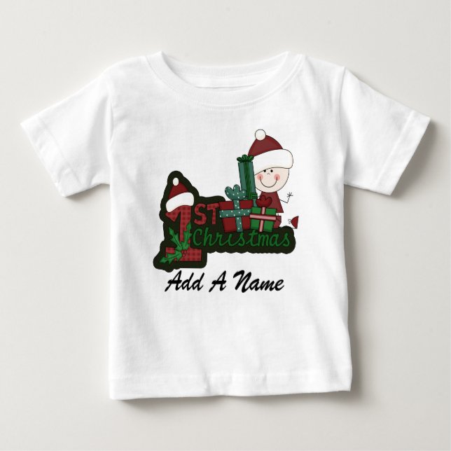 Personalised Santa Baby 1st Christmas Tshirt (Front)