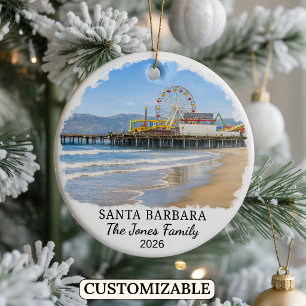 Personalised Santa Barbara Ornament, California Ceramic Ornament