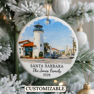 Personalised Santa Barbara Ornament, California Ceramic Ornament
