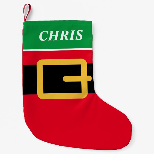 Personalised Santa belt small Christmas stocking (Front)