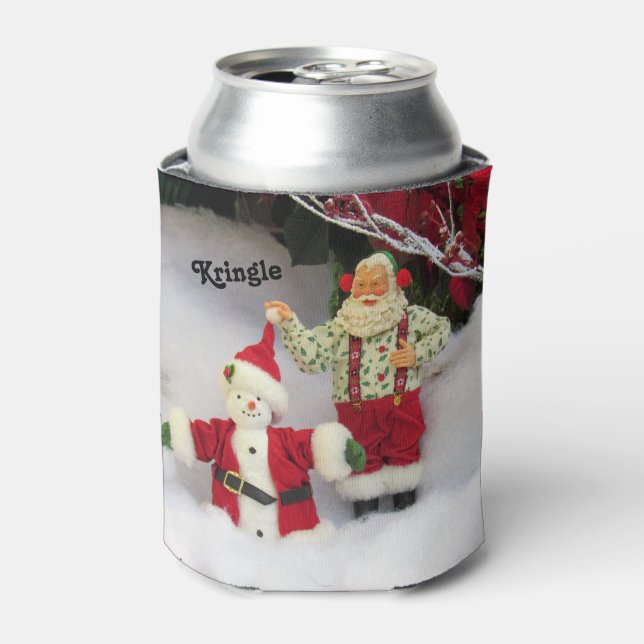 Personalised Santa Builds A Snowman Can Cooler (Can Front)