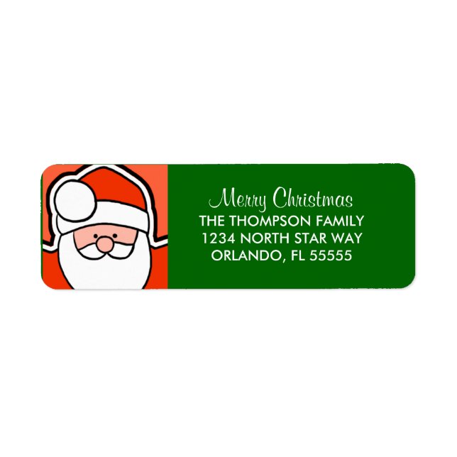 Personalised Santa Cartoon Return Address Labels (Front)
