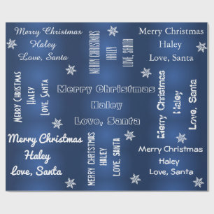 Personalised Santa Christmas Blue Wrapping Paper