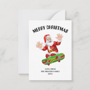 Personalised Santa Christmas Card, Cool Skateboard Card