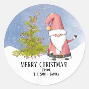 Personalised Santa Christmas Classic Round Sticker