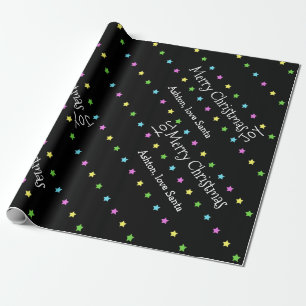 Personalised Santa Christmas Stars Wrapping Paper