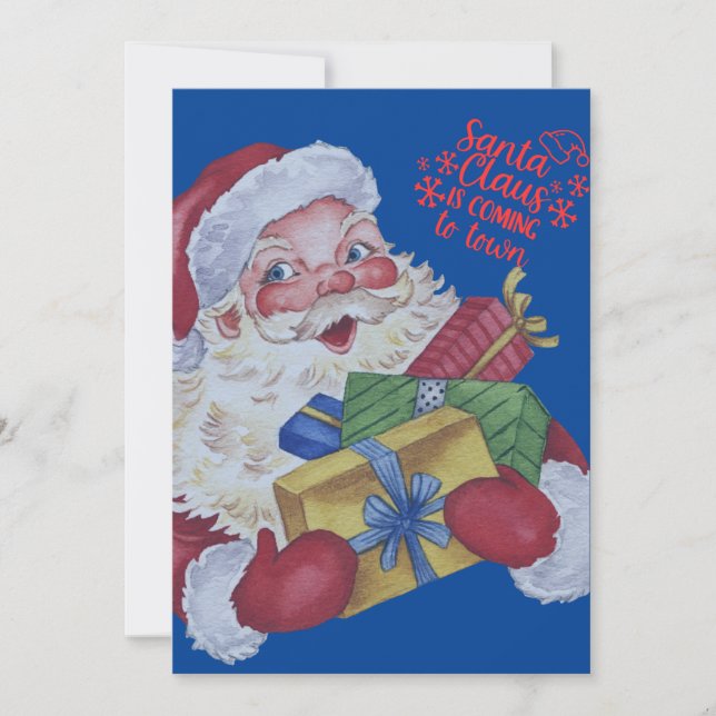 Personalised Santa Claus Christmas Card,  Holiday Card (Front)