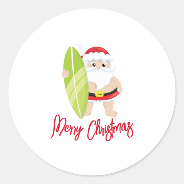 Personalised Santa Claus Christmas Classic Round Sticker (Front)