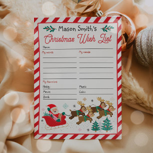 Personalised Santa Claus Christmas Wish List  Invitation