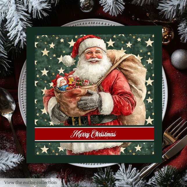 Personalised Santa Claus Holiday Table Napkins (Personalized Santa Claus Holiday Table Napkins)