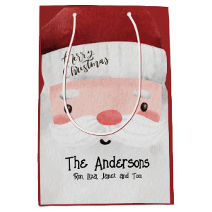 Personalised Santa Claus Merry Christmas Medium Gift Bag