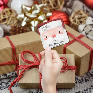 Personalised Santa Claus Merry Christmas Square Sticker