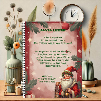 Personalised Santa Claus North Pole Reindeer Red  Notebook