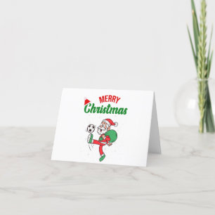 Personalised Santa Claus Playing Soccer Christmas Holiday Card