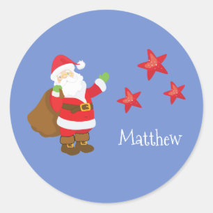 Personalised Santa Claus with Stars Classic Round Sticker