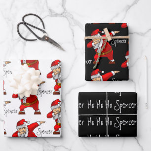 Personalised Santa Dabbing Wrapping Paper Sheet