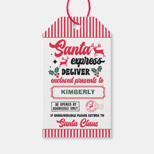 Personalised Santa Express Christmas Name Gift Tags