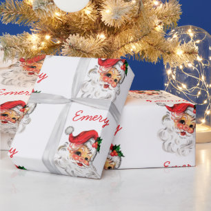 Personalised Santa Face Xmas Christmas Presents Wrapping Paper