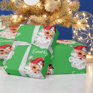 Personalised Santa Face Xmas Christmas Presents Wrapping Paper