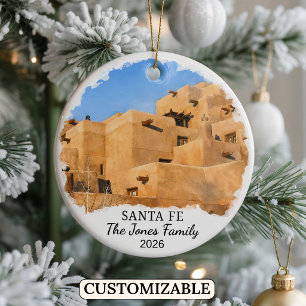 Personalised Santa Fe Ornament, Custom New Mexico Ceramic Ornament