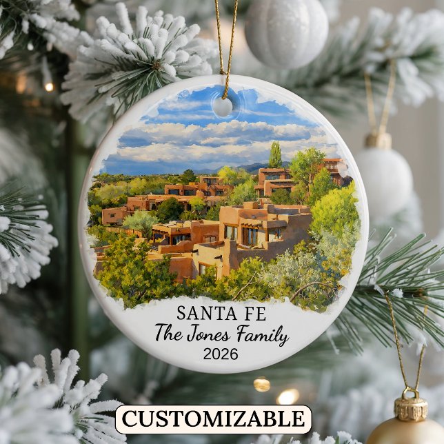 Personalised Santa Fe Ornament, Custom New Mexico Ceramic Ornament (Creator Uploaded)