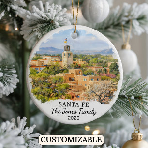 Personalised Santa Fe Ornament, Custom New Mexico Ceramic Ornament