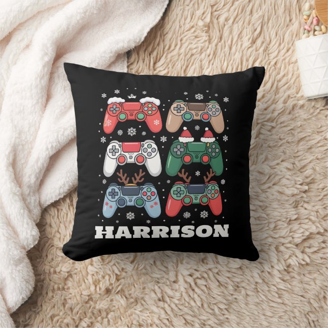 Personalised Santa Gaming Controller Gamer Xmas Cushion (Blanket)