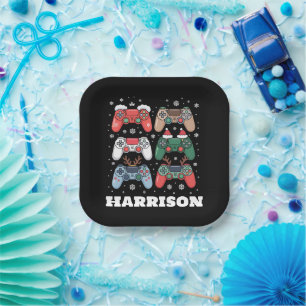 Personalised Santa Gaming Controller Gamer Xmas Paper Plate