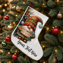Personalised Santa Gnome Christmas Stocking