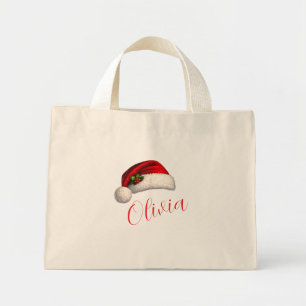 Personalised Santa Hat Holiday Mini Tote Bag