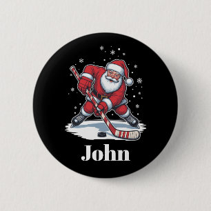 Personalised Santa Ice Hockey Christmas Sport  6 Cm Round Badge