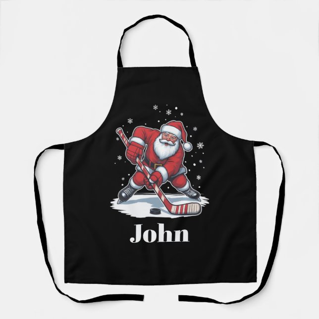 Personalised Santa Ice Hockey Christmas Sport  Apron (Front)