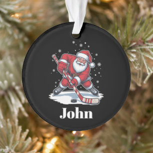 Personalised Santa Ice Hockey Christmas Sport  Ornament