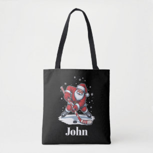 Personalised Santa Ice Hockey Christmas Sport Tote Bag