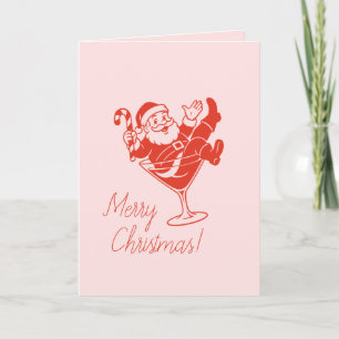 Personalised Santa in Martini Glass Christmas Card