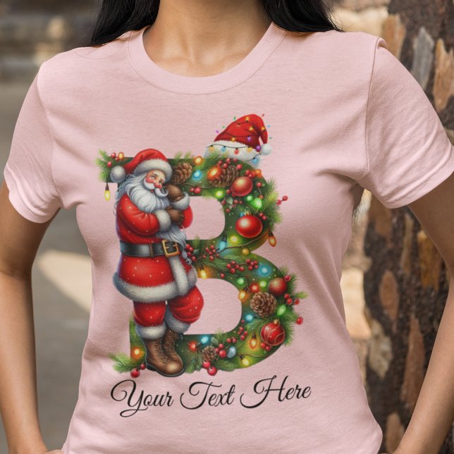 Personalised Santa Monogram Christmas Holiday T-Shirt (Creator Uploaded)