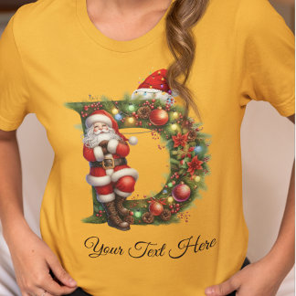 Personalised Santa Monogram Christmas Holiday T-Shirt