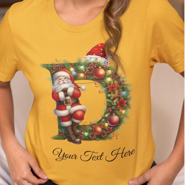 Personalised Santa Monogram Christmas Holiday T-Shirt (Creator Uploaded)