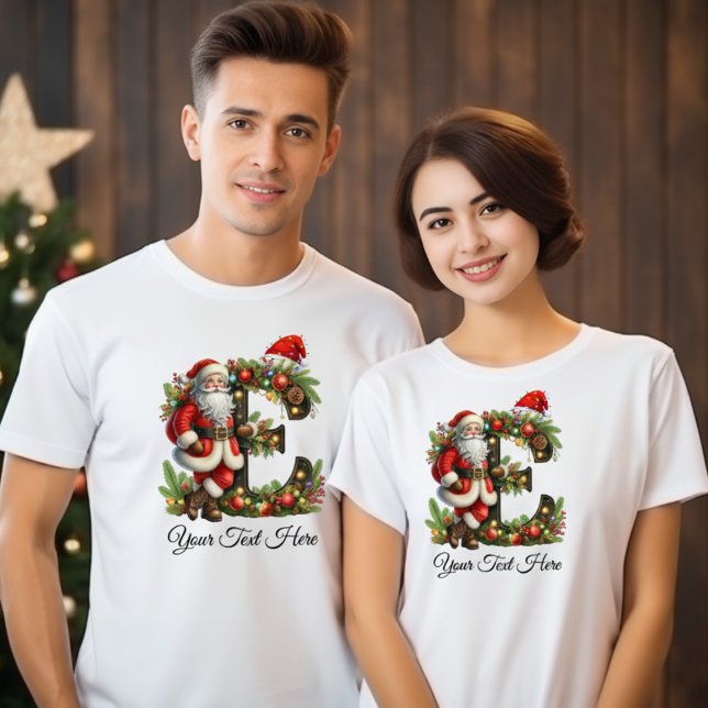 Personalised Santa Monogram Christmas Holiday T-Shirt (Creator Uploaded)