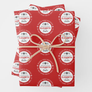 Personalised Santa North Pole Express Wrapping Paper Sheet