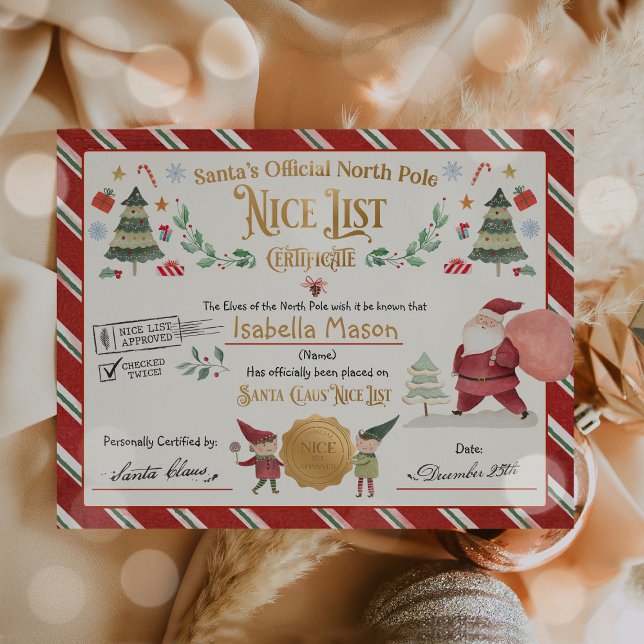 Personalised Santa Official Nice List Certificate (Creator Uploaded)