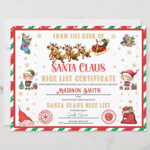 Personalised Santa Official Nice List Certificate