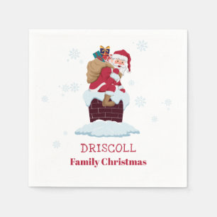 Personalised Santa on Roof Christmas Chimney Paper Napkin